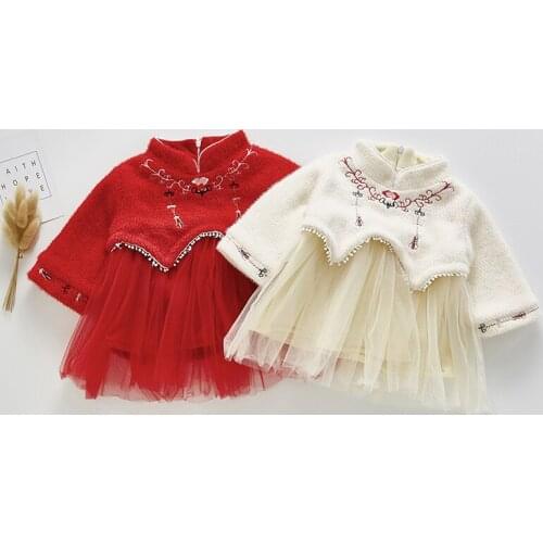 Thick plus velvet romper newborn baby girls costumes Christmas infant kids bodysuit for girls embroidery onesie princess dresses