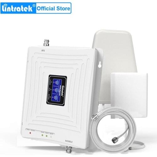 Lintratek signal amplifier 2G 3G 4G UMTS 850mhz PCS 1900mhz 4G LTE AWS 1700/2100mhz (B2+B5+B4) 70dB tri band mobile booster kit