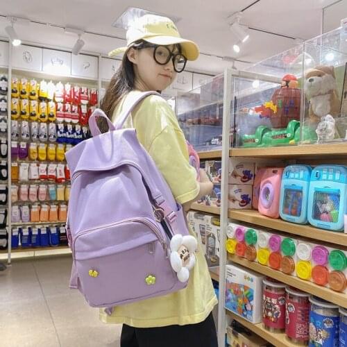 Kawaii 2021 Girl Backpack Waterproof Nylon Book School Bag Laptop Women Cute Backpack Student College Female Bags Ladies Fashion