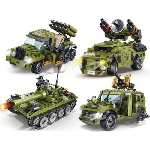 Military Series Anti-aircraft missile tank armored vehicle DIY Doll Accessories Building Blocks Bricks Toys Gifts