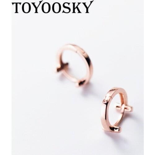 TOYOOSKY Gold Round Earrings For Women Girls Child 925 Sterling Silver Geometry Minimalist Jewelry 2019
