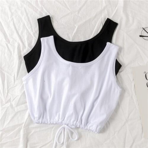 Tanks Tops Women Drawstring Casual Crop Tops Hip-Hop Chic Womens Sexy Harajuku Summer Designed Fashion Breathable Loose Simple