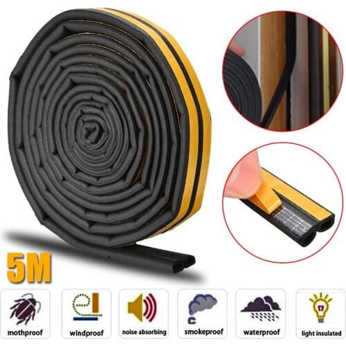 1pc 5M Big D Shape Car Door Window Trim Edge Moulding Rubber Weatherstrip Seal Strip Accessories Tool