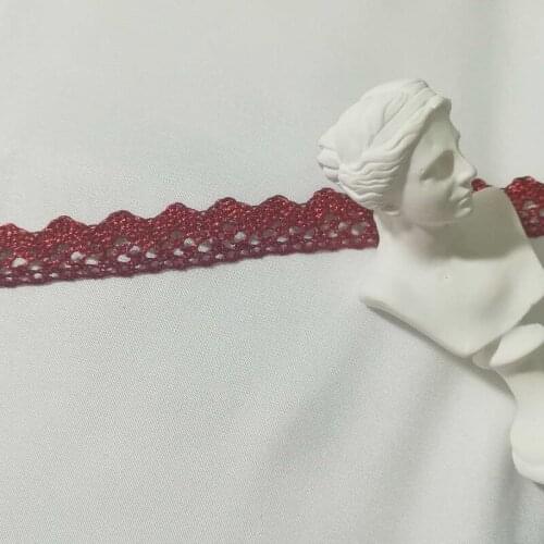 1Yard Latest Gold Lace Fabric Applique 1.2cm Red Lace Ribbon Dress Guipure Sewing Fabric Collar Trimmings Laces For Clothes RG40