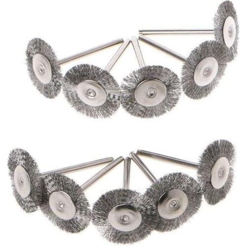 10pcs 22mm Steel Wire Wheel Brushes For Mini Drill Rotary Tools Polishing Brush Grinder Electric Tool Accessories