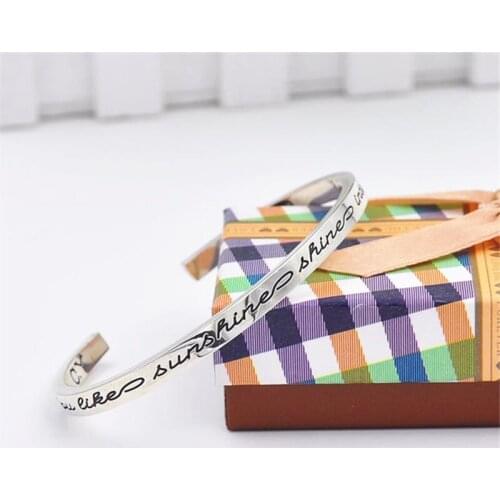 Custom 2020 Cuff Bangle Engraved Your Handwriting 3D Band Bracelet Personalized Solid Silver Jewelry For Women Christmas GIfts