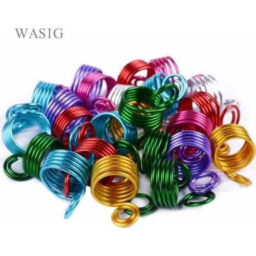 50pcs Hair Braid Dreadlock Beads Stretch Multicolour Spiral Shape Hair Cuffs Clips Rings Tube For Braid Hairstyling Accessories