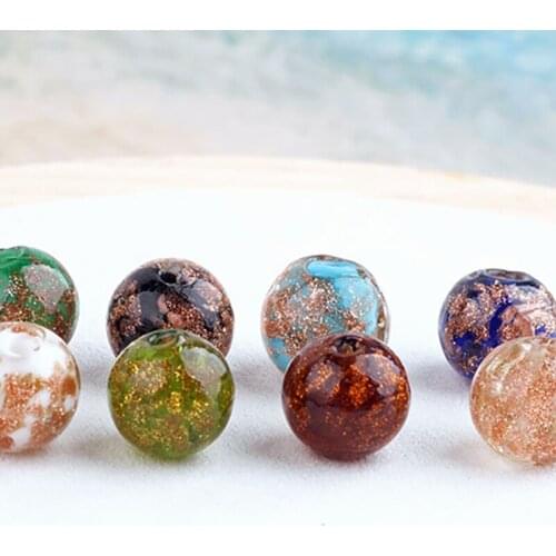 6pcs 12mm Foil Glass Beads Earrings Gold Retro Material Beads for Jewelry Making Earring Necklace Bracelet Charms Handmade DIY