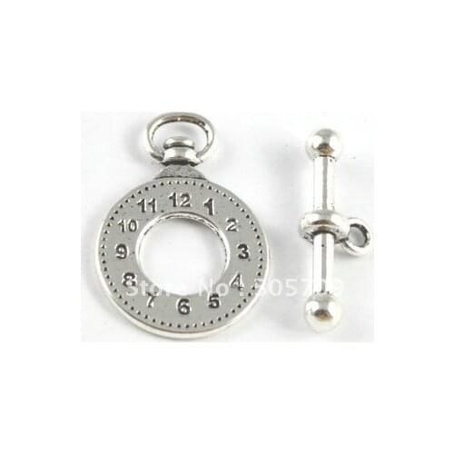 90sets Tibetan Silver Color clock toggle clasp A15326