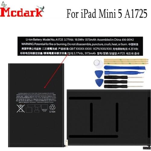 For iPad Mini 5 A1725 Battery Batterie Bateria Accu 5173 mAh Replacement High Quality Back Up Bateria For iPad Mini 5 A1725