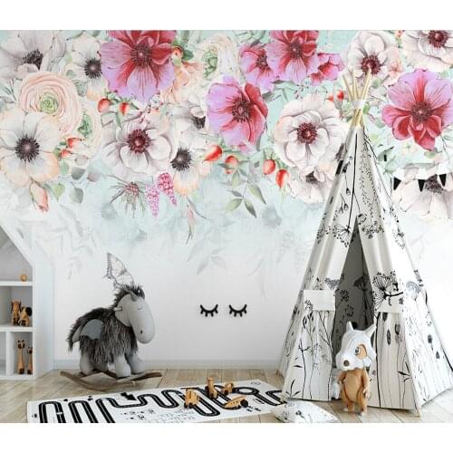 Beibehang Custom Watercolor pastoral American flowers Mural Wallpaper for living room home decor Indoor Background Wall Paper 3D