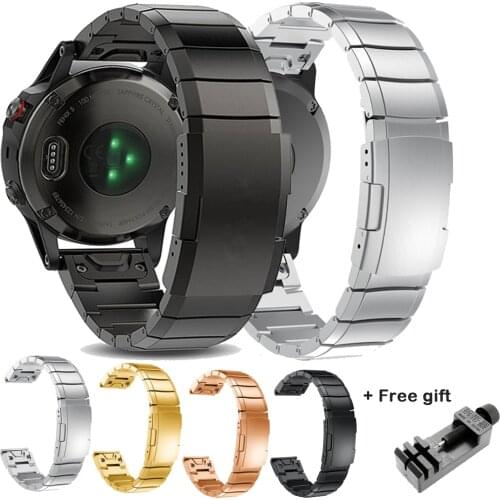 Stainless Steel Band for Garmin Fenix 5 5X 5S 20mm 22mm 26mm Strap Classic Quick install Metal replace Watchband Accessories