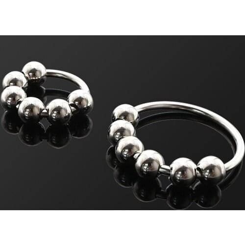 Men Cock Ring Metal Ball Stainless Steel Dick Head Glans Penis Ring Sex Increase Orgasm Sex for Men Adult Toys