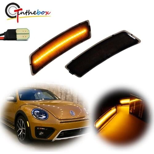 Smoked Lens White / Amber LED Front Side Marker Indicator Lights For 2018-up Volkswagen Tiguan, For 2012-2019 Volkswagen Beetle
