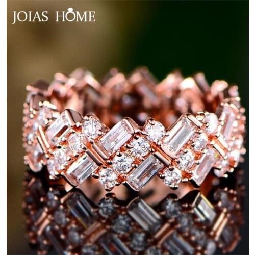 Joiashome 925 Sterling Silver Ring for charm Women Unique Rectangle Round Shape Gemstone Fashion Jewelry Wholesale