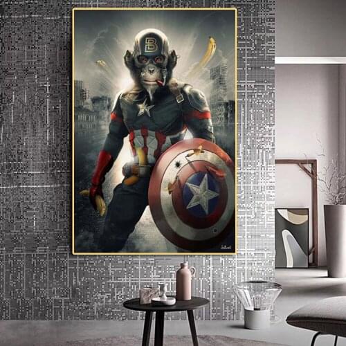 Animals Art Canvas Paintings Monkey Smoking Posters and Prints Bananas Cuadros Wall for Nordic Living Room Home Decoration Gifts