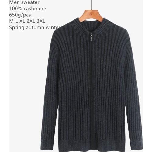 Naizaiga 100% cashmere Mens sweater round neck cardigan winter thick coat wholesale , QRYR17