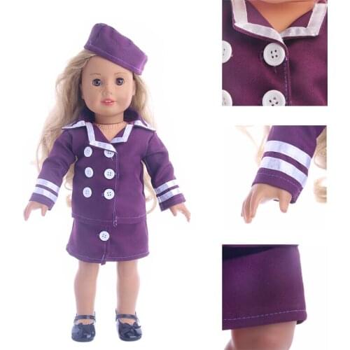 1 Set Of Dolls Clothes Double Breasted Dress For 18 Inch American Doll Girl & 43 Cm New Born Baby,Our Generation,Gift For Girls