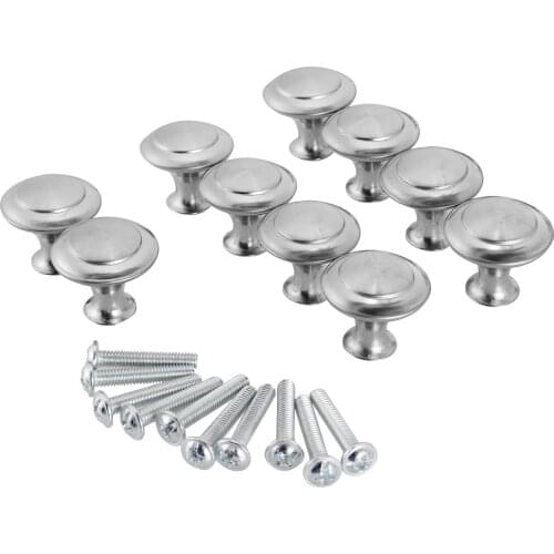 10pcs/set Round Cabinet Knobs Stainless Steel Drawer Knobs Kitchen Cupboard Pull Handles Furniture Hardware Accessory