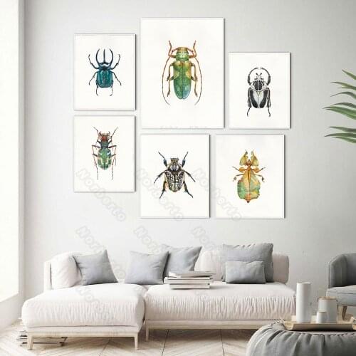 Many Beetles Insects Specimens Modern Realistic Style Canvas Painting Wall Poster Hd Print Home Rooms Bedroom Wall Decoration