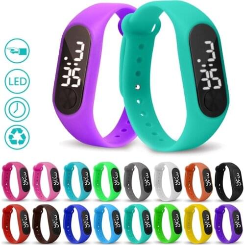 Fashion Casual Sport Bracelet White LED Electronic Digital Candy Color Silicone Watch for Children Kids Wrist Watches Men Women