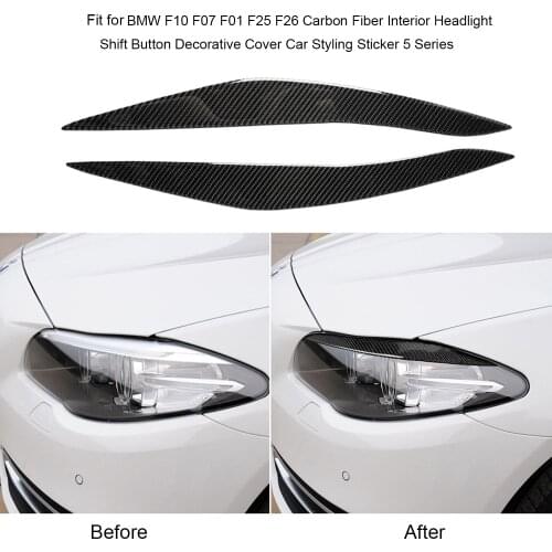Carbon Fiber eyelid cover trim Headlight Eyebrow Eyelids Compatible for BMW F10 5 Series 2010-2013 Car Styling