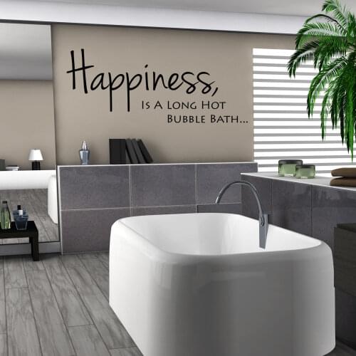 Bathroom Wall Relax Art Sticker Quote Happiness Is A Long Hot Bubble Bath Bathroom Decor Removable Waterproof Wall Decal Z145