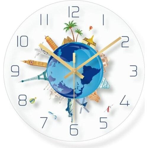 Nordic Home Art Minimalist Fashion Transparent Glass Wall Clock Bedroom Noiseless Modern and Unique round Living Room Clock
