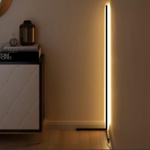 Nordic LED Floor Lamp Modern Simple Warm White Corner Rod Light for Living Room Bedroom Interior Atmosphere Standing Indoor