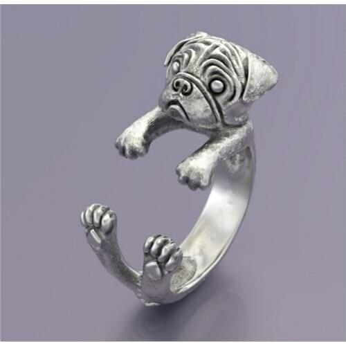 Newest Listed Retro Pug Ring Pet Dog Ring Gift Idea