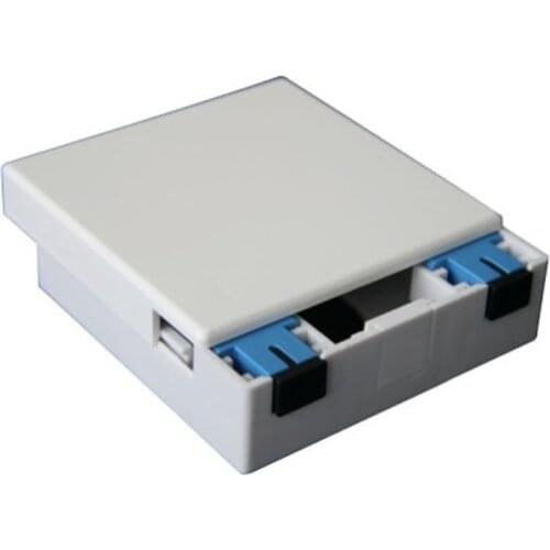 FTTH Fiber Socket (Max Capacity: 2 cores ), Wall Mounting, Fiber faceplate, Fiber Output, Size 86x86x24mm