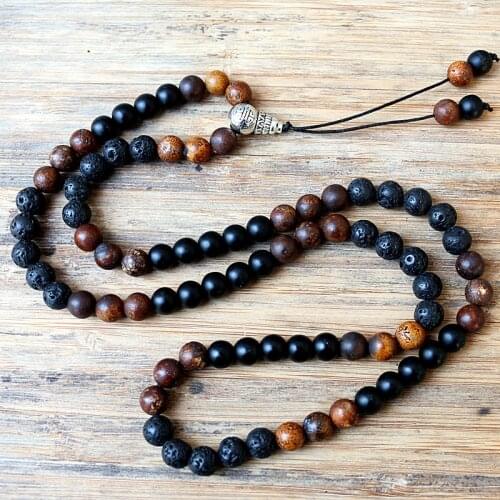 New Design fashion Black Mens 8mm Black Lava Stones Brown natural stone Bead Necklace Fashion Jewelry