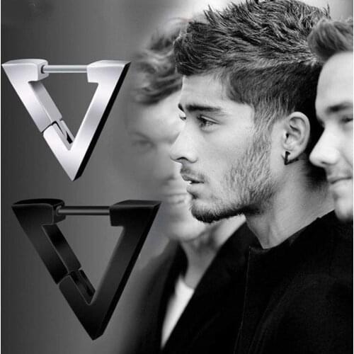 Fashion Gothic Triangle earrings Unisex Punk Rock copper Men Women Ear Stud Earrings Pierced Push-Back Ear Plug Buckle jewelry