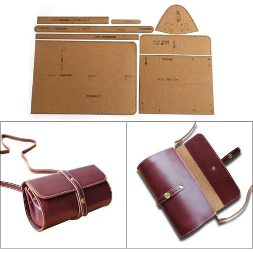 1Set DIY Kraft Paper Template Fashion Upscale Shoulder Messenger Bag Cylinder Bag Leather Craft Pattern DIY Stencil Sewing Patte