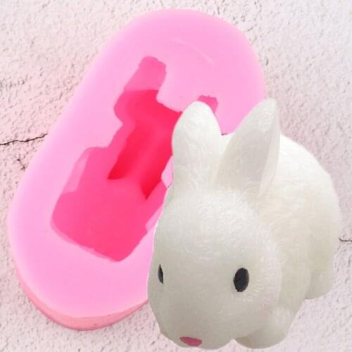 3D Cute Rabbit Silicone Mold Baby Birthday Handmade Soap Fondant Cake Decorating Tools Resin Clay Candy Chocolate Gumpaste Mould