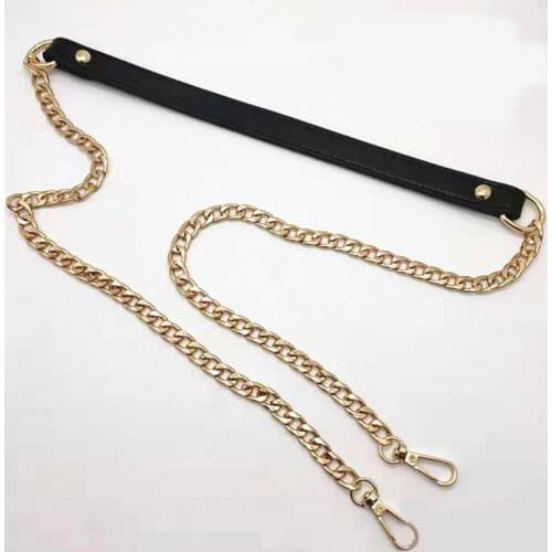 120cm Bag Chain Replacement Metal+PU leather Bag Straps for DIY Handbag Handles Shoulder Straps Accessories bag Handles 2020
