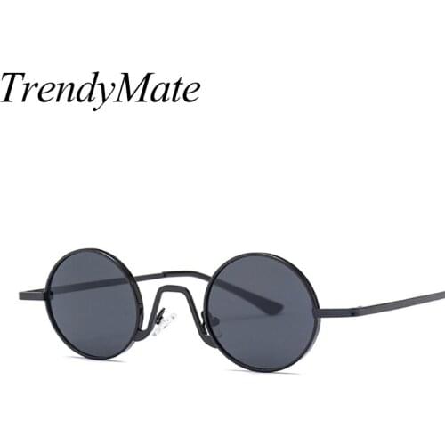 TrendyMate Small Oval Sunglasses for Men Male Retro Metal Frame Yellow Red Vintage Small Round Sun Glasses for Women 2018 1514T