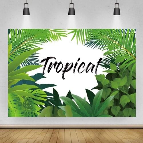 Tropical Jungle Forest Green Leaves Photography Backdrop Newborn Wild One Kids Birthday Cake Table Background Photographic