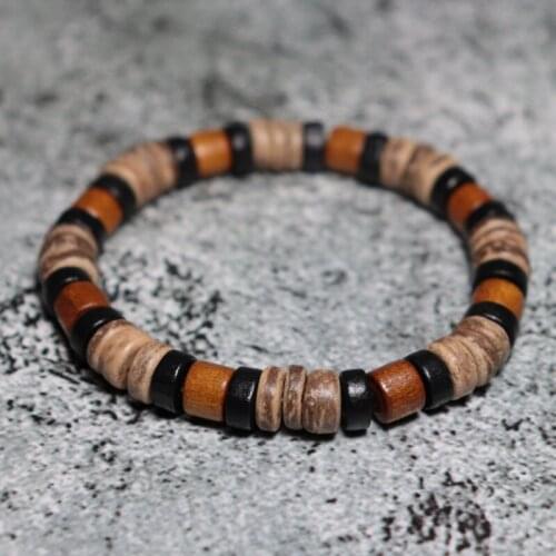 Vintage Wenge Wooden Beads Bracelet Round/Cylinder Yoga Meditation Handmade Tibetan Buddha Braclet Men Jewelry Abalorios Pulsera