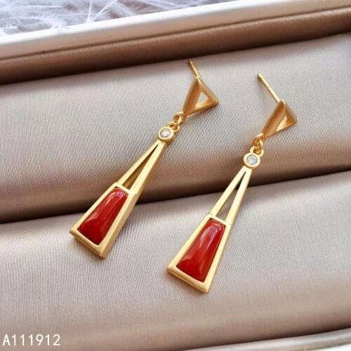 KJJEAXCMY fine jewelry natural Agate 925 sterling silver women gemstone earrings support test classic