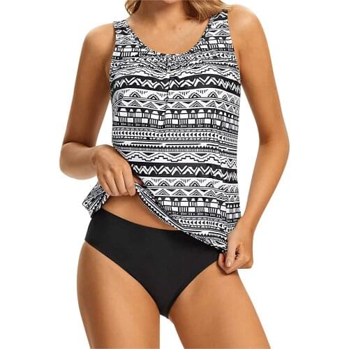 Women Swimsuit Summer Print Tankini 2Piece Bathing Suit Plus Size Sexy Beach Party Tummy Control Top With Shorts Biquini Mujer