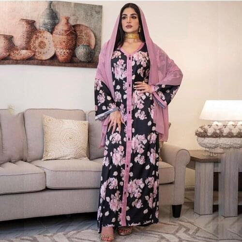 Summer Spring Long Sleeve Womens Vintage Maxi Dress Party Robe Modest Clothing Dubai Abaya Kaftan Islam Jalabiya Ramadan 2021