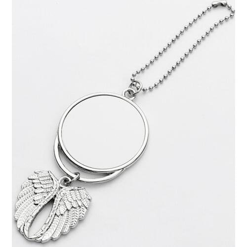 200PCS Sublimation Blanks Car Pendant Angel Wing Rearview Mirror Decoration Hanging Charm Ornaments Automobiles Interior