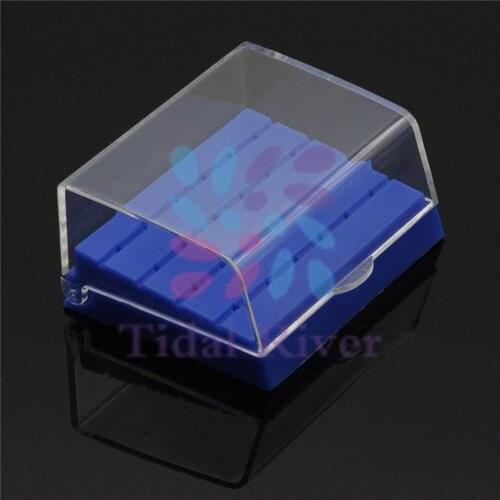 10/Pcs Dental Lab 24 Holes Drill Burs Holder Block Plastic Blue Dentist Lab Bur Box Tools