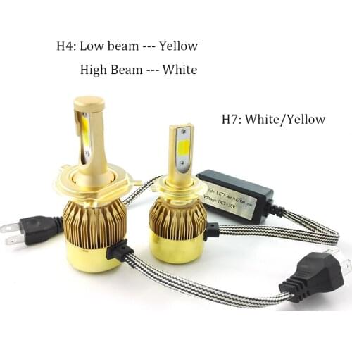 ECAHAYAKU 2 Pcs 12V LED Headlight Bulbs H7 Car LED Headlight Conversion Kit 72w 7600Lm/set 6000K/3000K LED Bulbs H11 H3 H4 9005