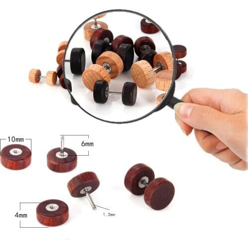 Alisouy 2 PCS Wood Ear pierces Plugs Natural wood Studs Earrings for girl boy Retro Fake Cheater studs ear plugs for men women