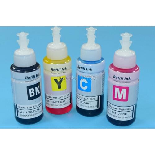 4Color 70ml Dye Printing inkjet Ink Refill Kit for Epson L303 L350 L351 L353 L355 L358 L550 L551 L555 Printer