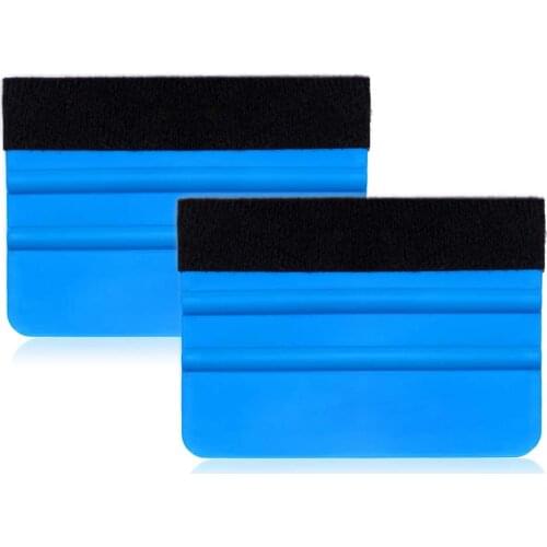 Auto Styling Vinyl Carbon Fiber Window Ice Remover Cleaning Wash Car Scraper With Felt Squeegee Tool Film Wrapping 10x7cm