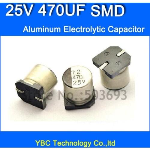 Free Shipping 100pcs/lot 25V 470UF SMD Aluminum Electrolytic Capacitor 10*10.3MM
