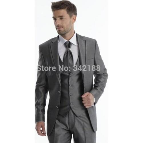 FREE shipping/Two Buttons Grey Groom Tuxedos Notch Lapel Best Man Suit Wedding Groomsman Men Wedding Suits/wedding dress suitswe